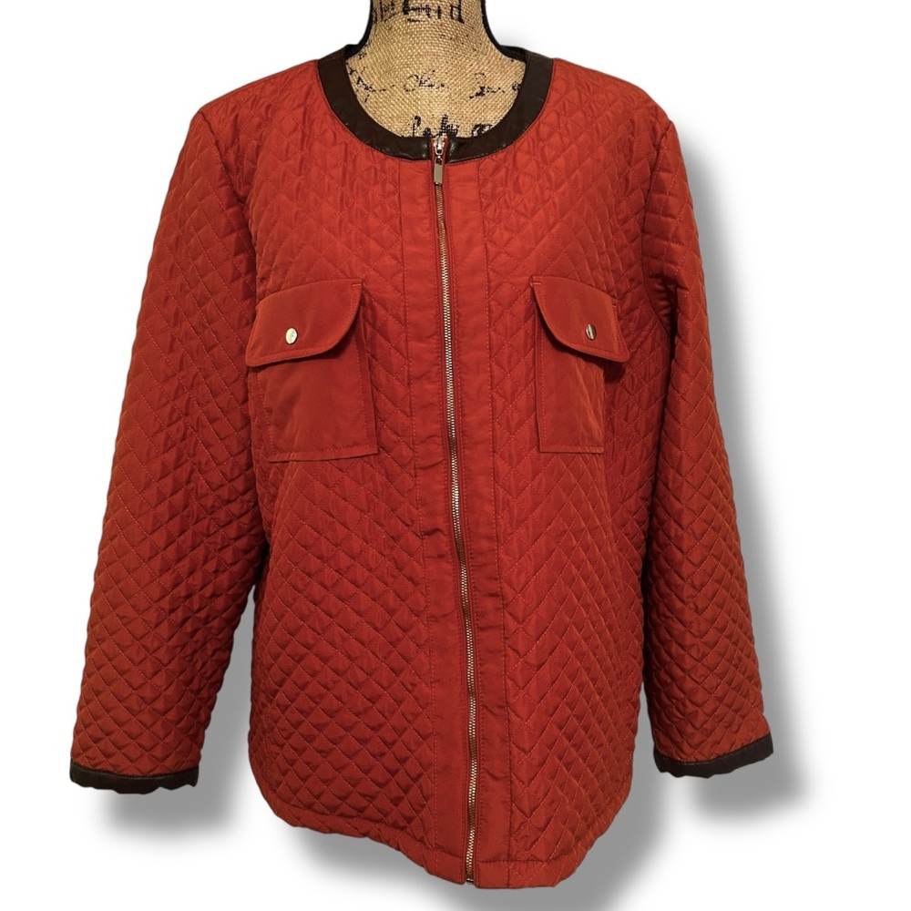 Chico's Rust Quilted Utility Jacket